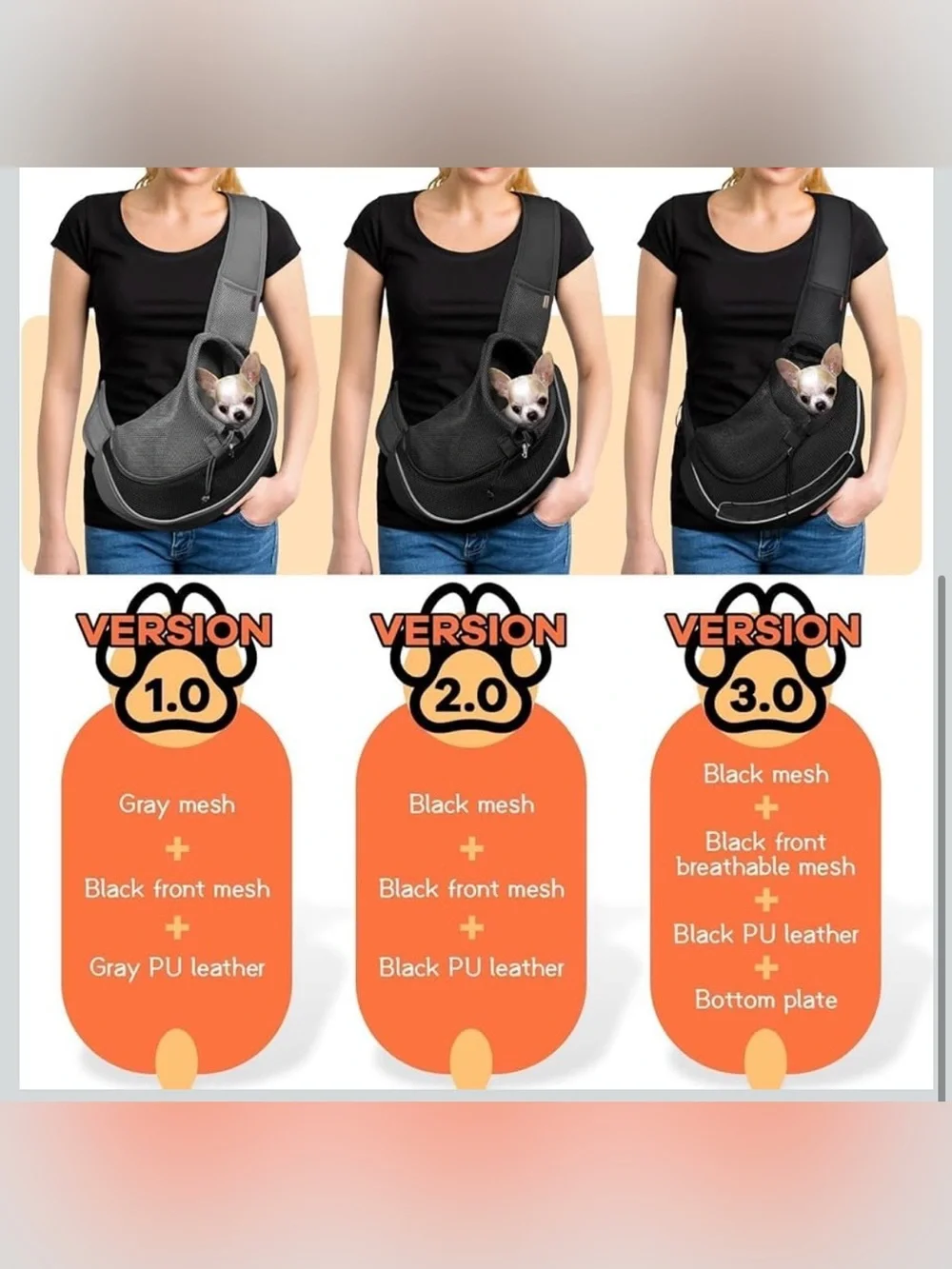 Pet Sling Carrier for 10-15 lbs Small Dogs Hands-Free Puppy Carrier